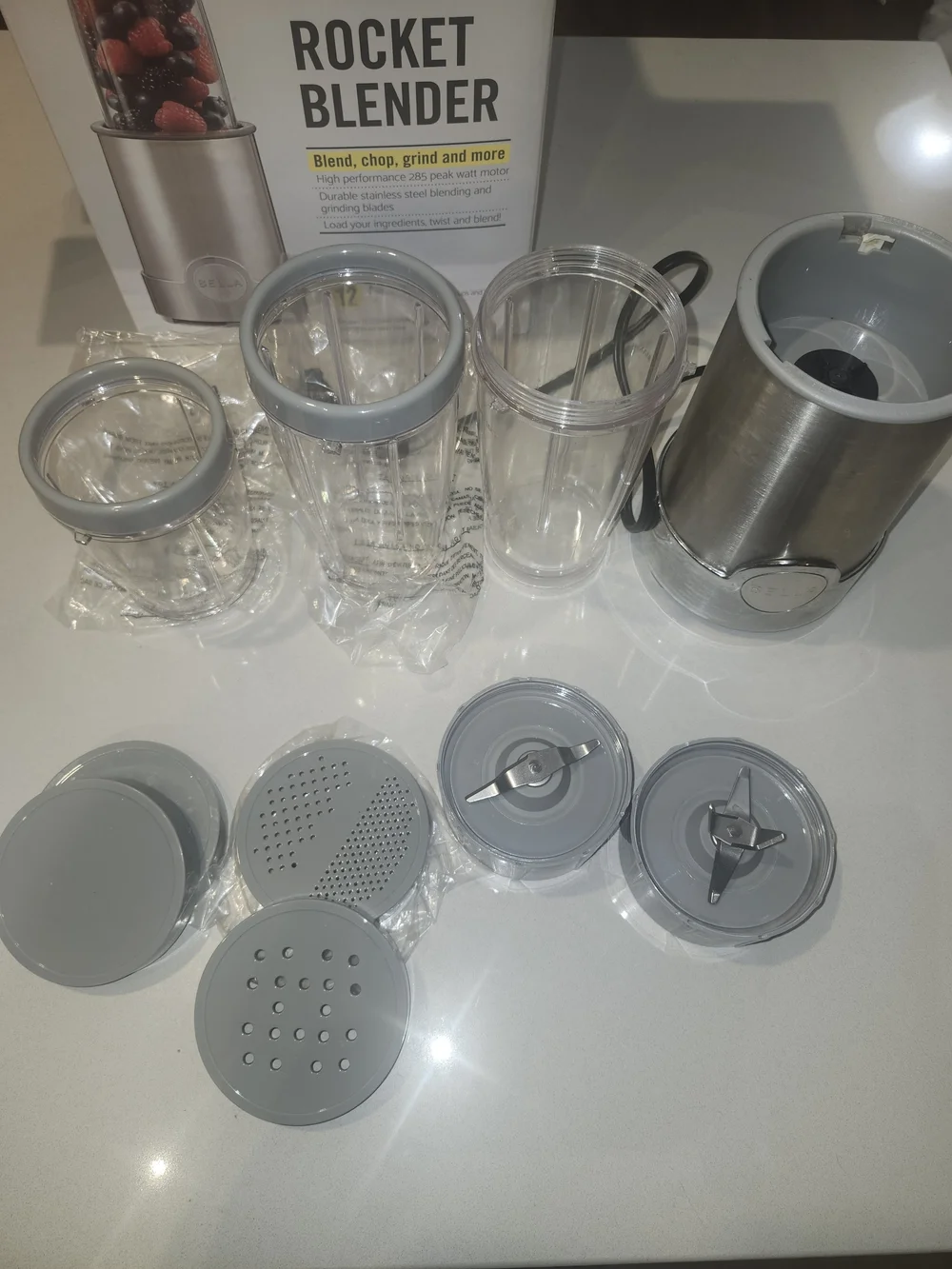Bella Vita Rocket Blender - Silver with Clear Cup and Yellow Accent